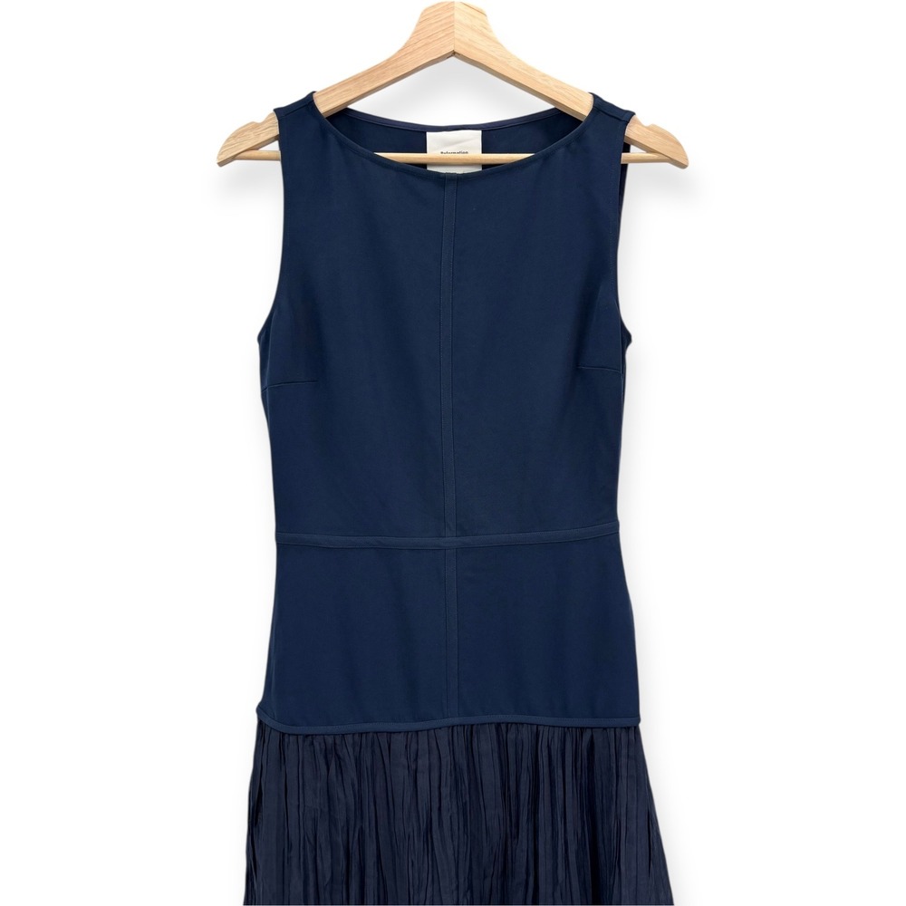 Reformation Cyra Pieced Drop-Waist Maxi Dress Navy Blue - Size 4 - Picture 8 of 16